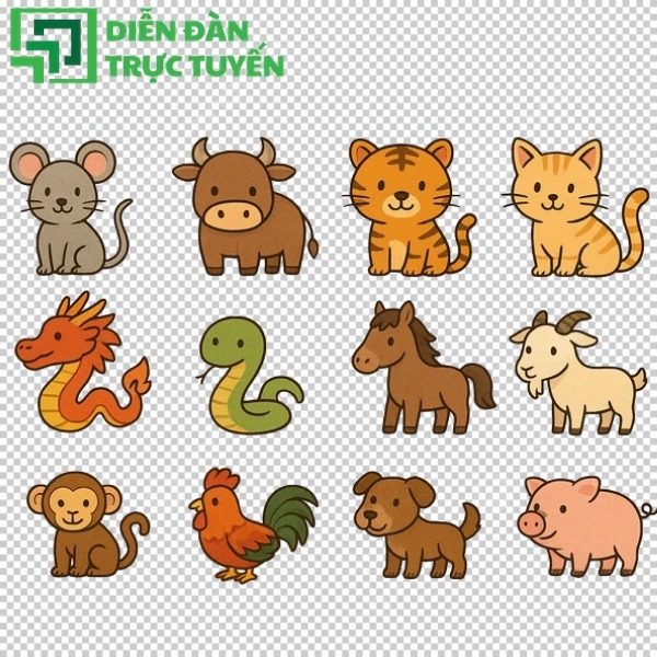 Bộ vector 12 con giáp độc đáo, sáng tạo cho các dự án đồ họa