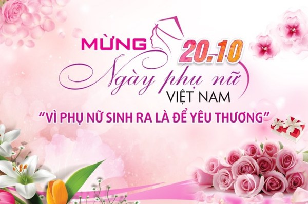 Backdrop mừng Ngày Phụ Nữ Việt Nam vector