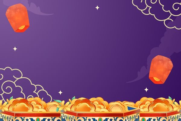 Background đèn lồng và hộp bánh