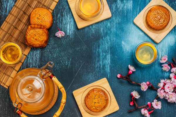 Background bánh trà Trung Thu
