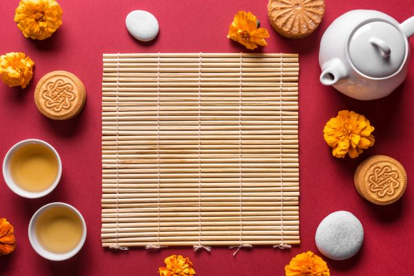 Background trà bánh Trung Thu