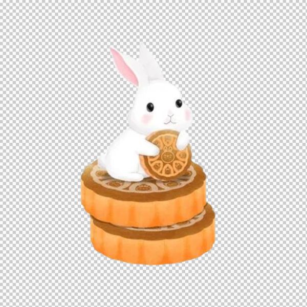 Thỏ ăn bánh trung thu vector