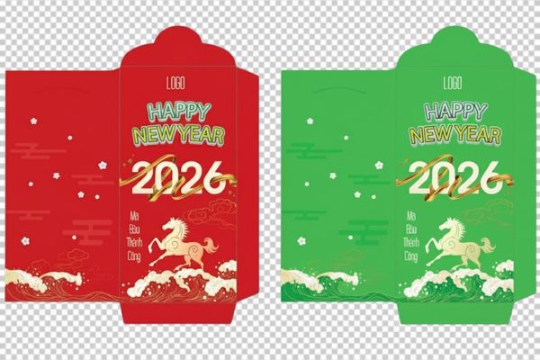 Bộ bao lì xì vector 2026 hiện đại, mang đậm không khí Tết Việt