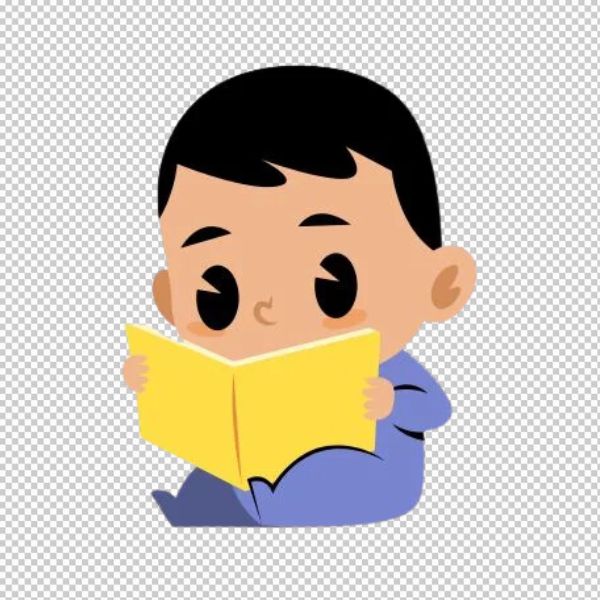 Bé nam đọc sách vector