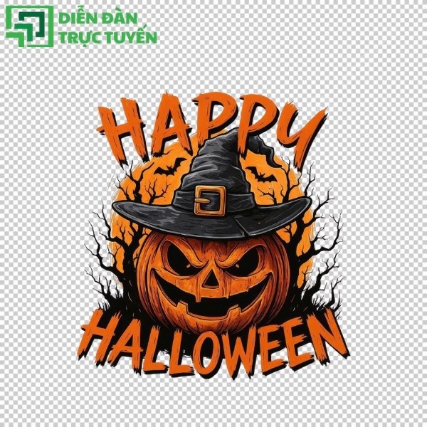 Thiết kế bí ngô Halloween tách nền sắc nét
