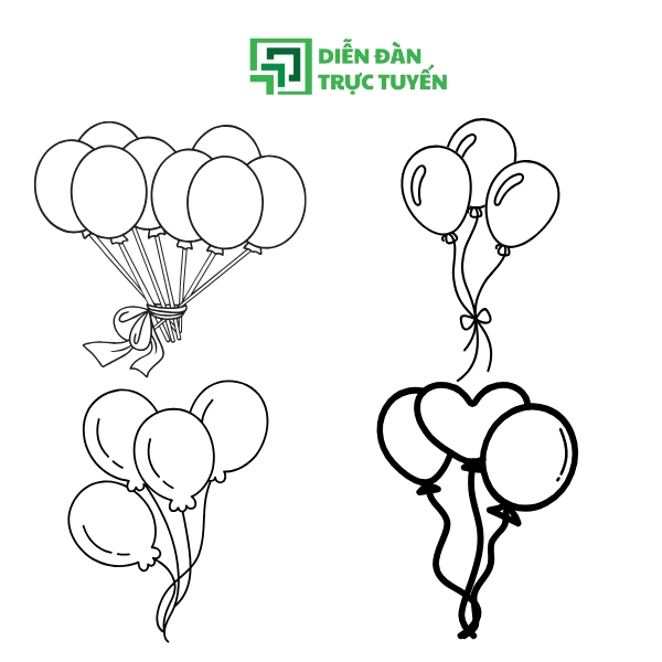 Mẫu Bóng Bay Vector Trắng Đen 