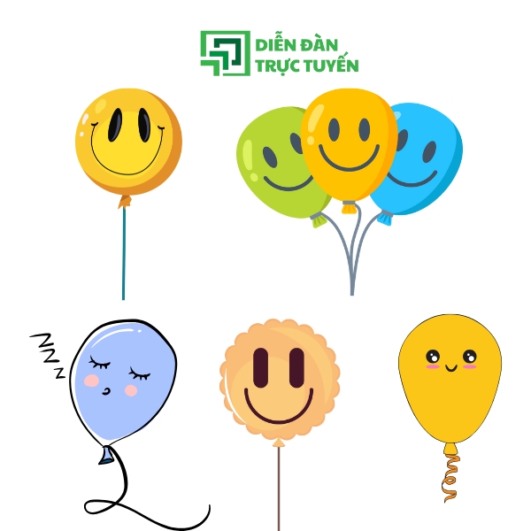 Mẫu Vector Mặt Cười Bóng Bay Dễ Thương