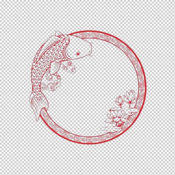 Vector khung tròn cá chép
