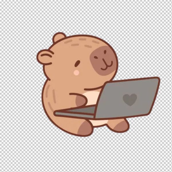 Capybara vector ôm laptop