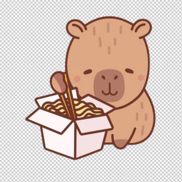 Capybara vector ăn mì