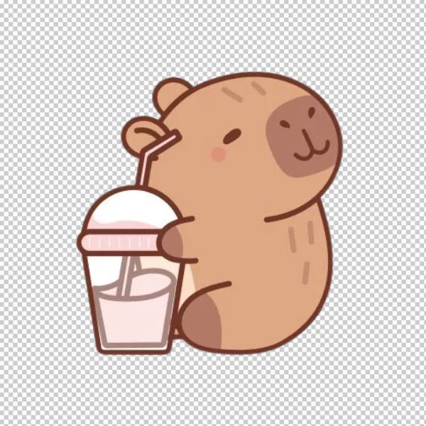 Capybara vector & ly nước