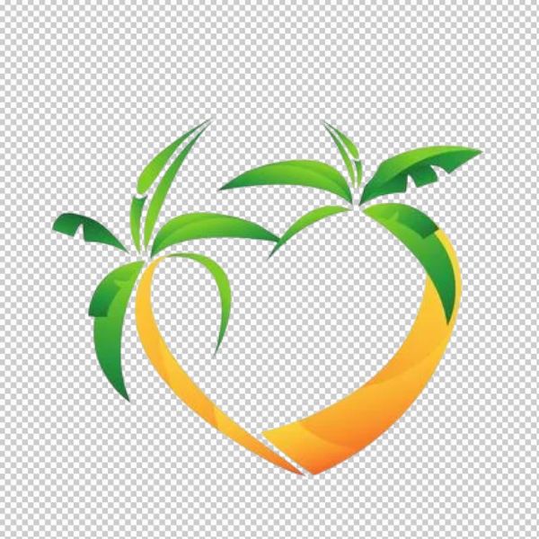 Cây dừa vector hình trái tim