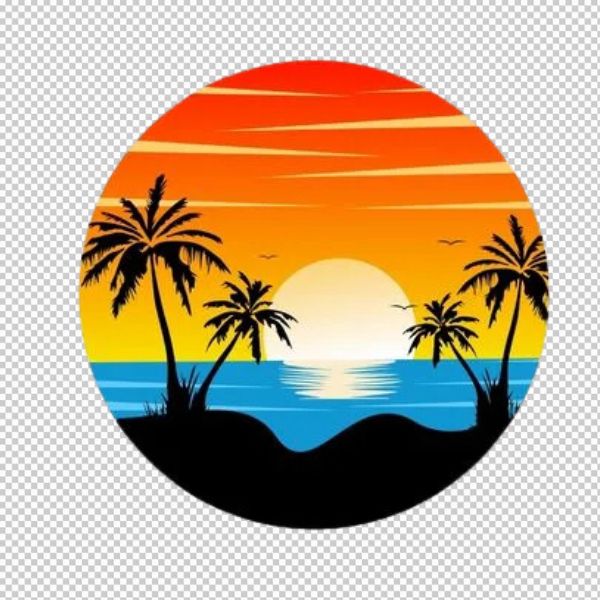 Vector cây dừa xanh mát bên bờ biển