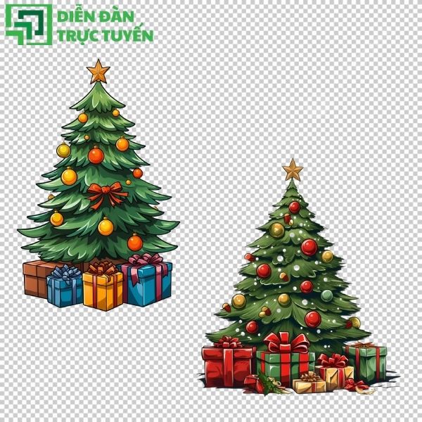 Hình cây thông Noel vector đơn giản mà tinh tế