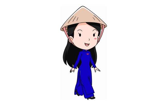 Chibi nữ áo dài năng động đoàn thanh niên vector