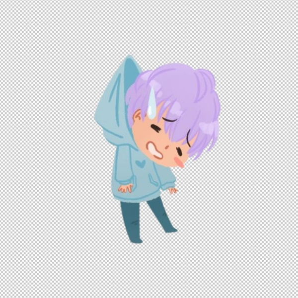 Chibi nam tóc tím vector