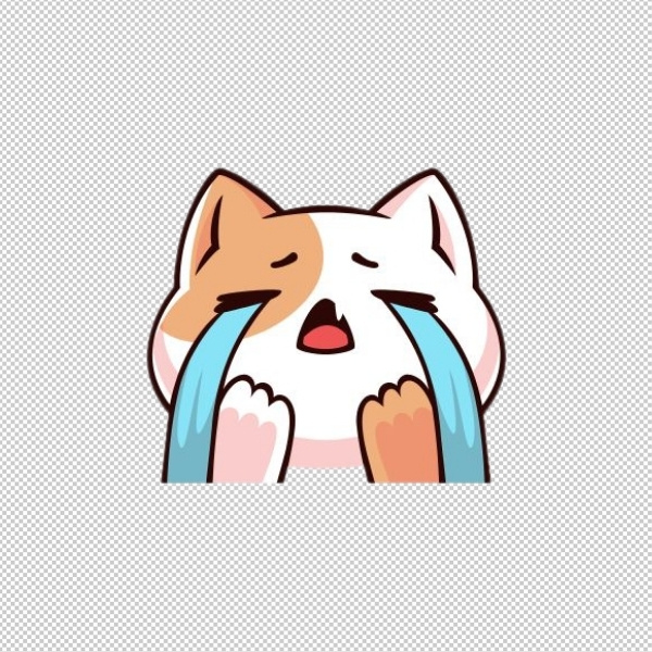 Vector chibi đáng yêu mèo khóc huhu