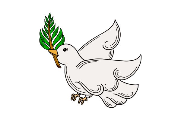 Chim bồ câu vector ngậm chiếc lá