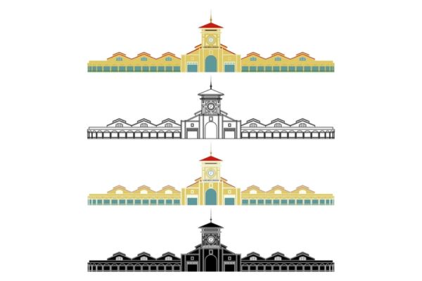 Chợ Bến Thành vector dài rộng 