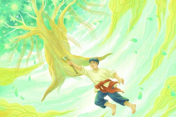 Chú Cuội & cây đa vector