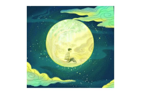 Vector chú Cuội trên cung trăng