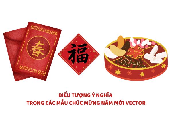 Biểu tượng ý nghĩa trong các mẫu chúc mừng năm mới vector