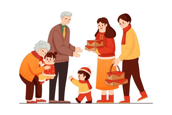 Gia đình chúc mừng năm mới vector