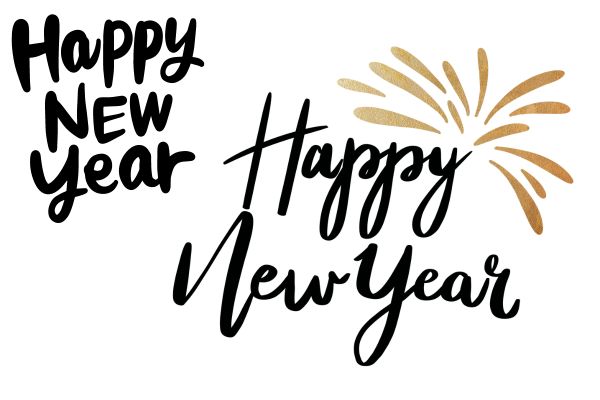 Chúc mừng năm mới vector text trang trí
