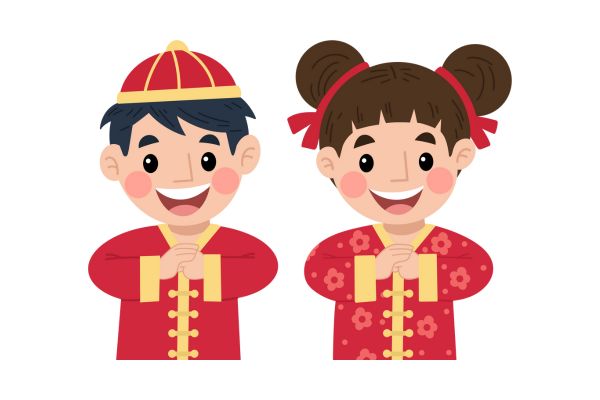 Chibi Trung Hoa chúc mừng năm mới vector