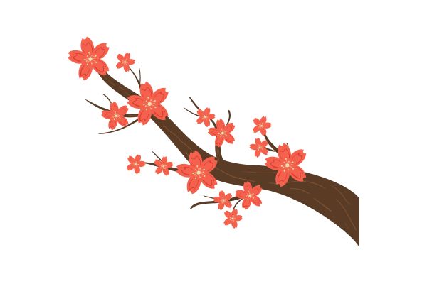 Vector cành đào trang trí năm mới