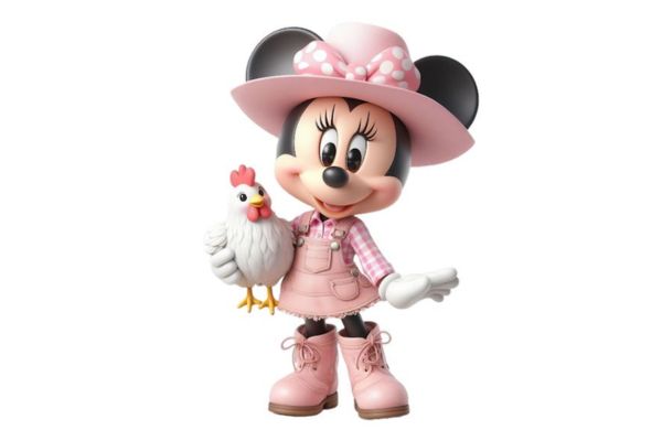 Chuột mickey vector ôm gà