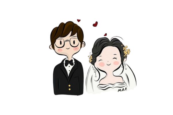 Cô dâu chú rể vector cute