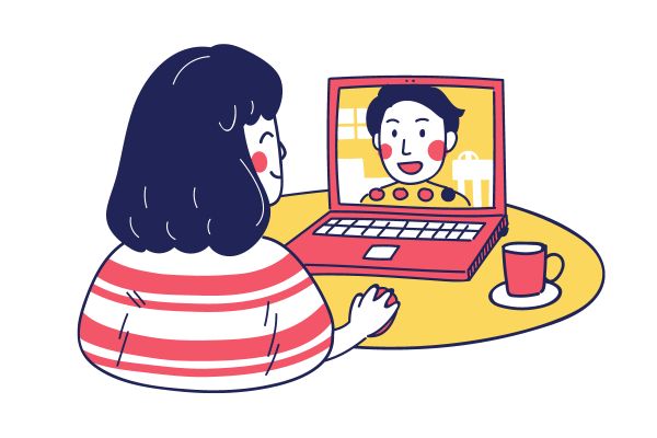 Cô gái nói chuyện với bạn vector