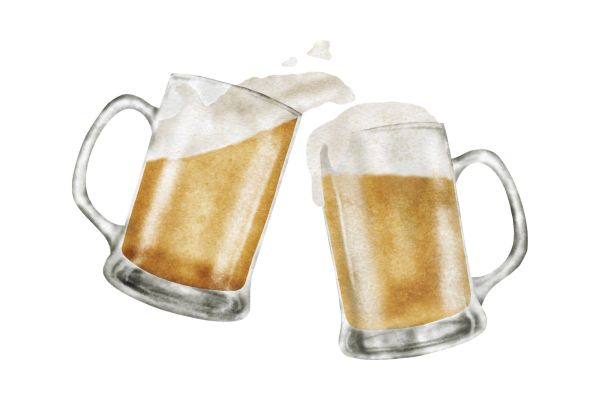 Hai cốc bia vector có quai cầm