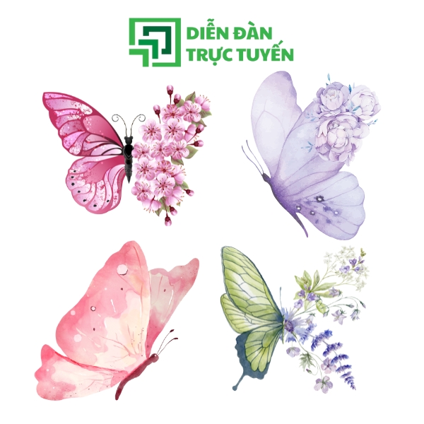 Mẫu Vector Con Bướm Kết Hợp Với Hoa