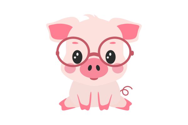 Con heo đẹp file vector mang kính
