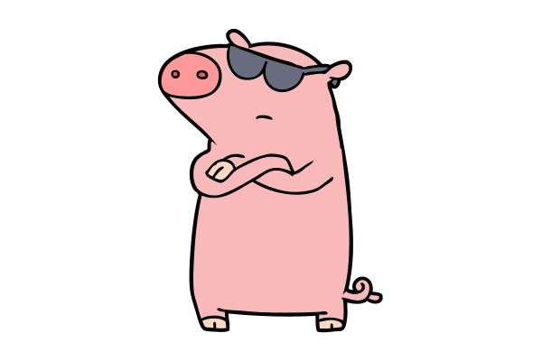 Con heo đẹp file vector mang kính ngầu