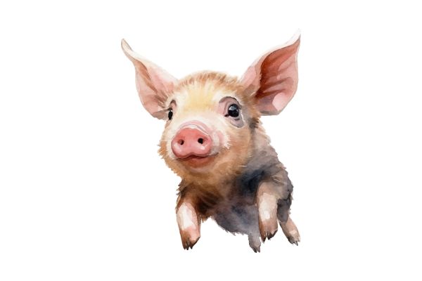 Con heo đẹp file vector nét màu nước