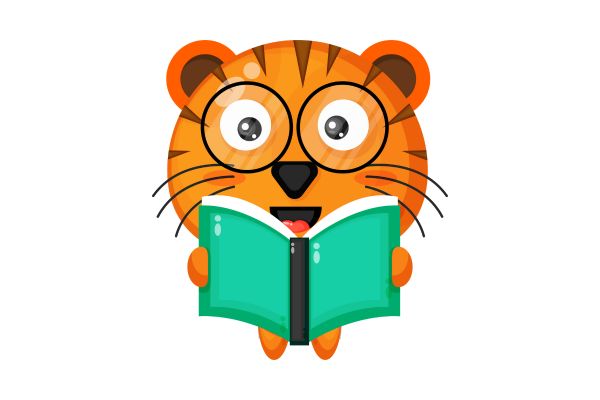 Con hổ vector đọc sách