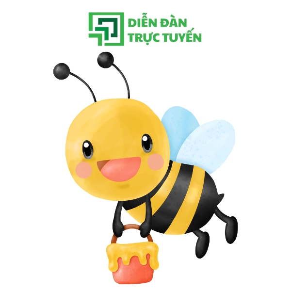 Hình: Vector con ong cầm xô mật