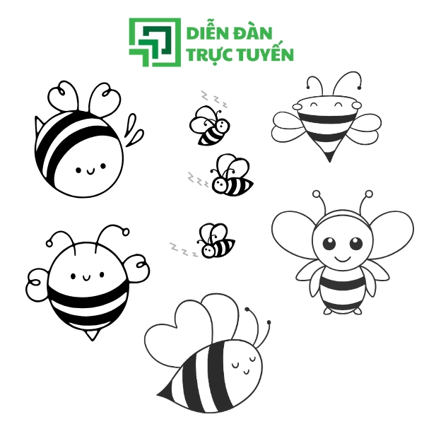 Hình: Vector con ong nét vẽ cơ bản