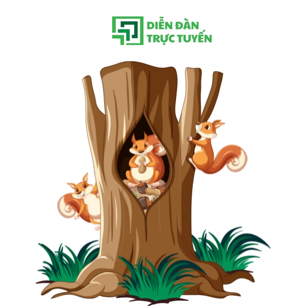 Mẫu Vector Con Sóc Trong Cây