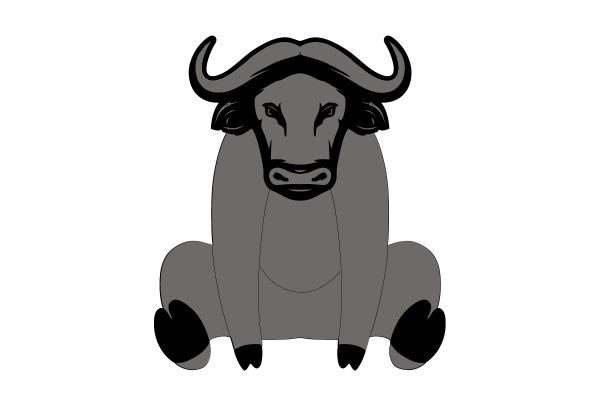 Con trâu vector màu xám