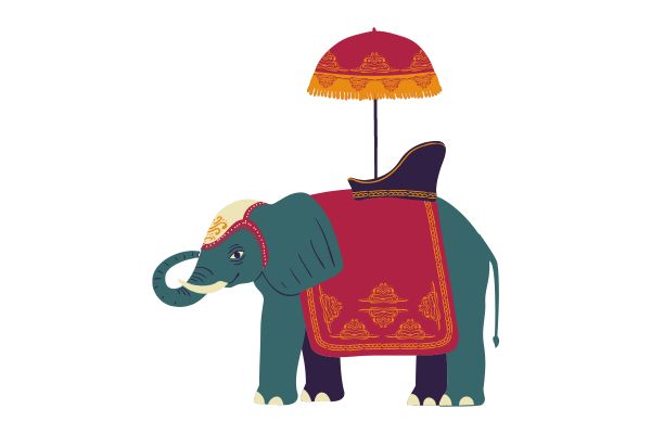 Vector con voi có ghế trên lưng