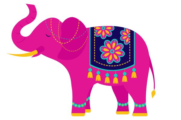 Vector con voi hồng có khăn thổ cẩm