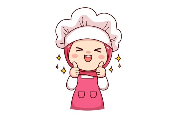 Chibi đầu bếp vector