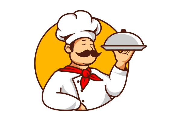 Vector đầu bếp bưng món