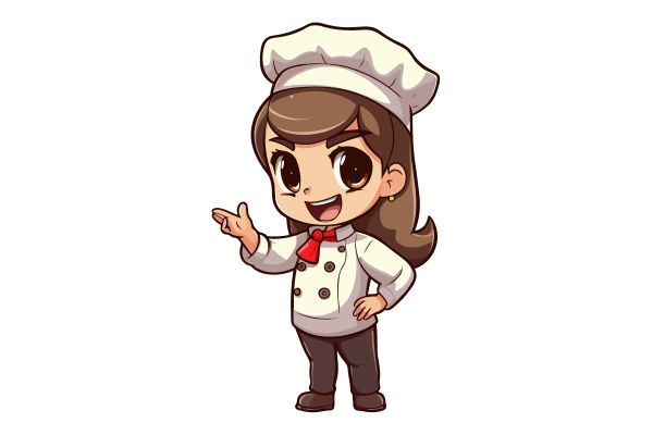 Chibi nữ đầu bếp vector