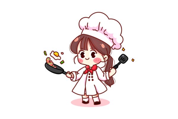 Vector nữ đầu bếp nấu nướng