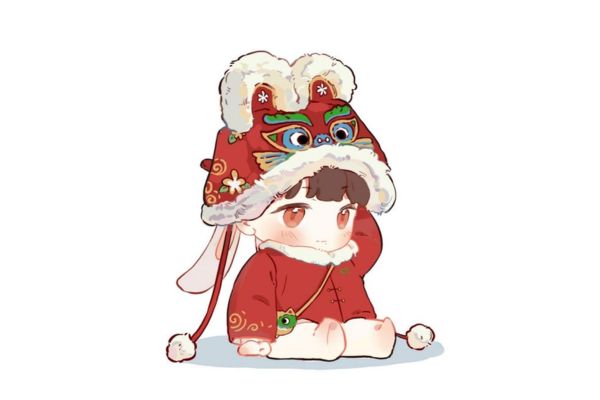 Đầu lân cô gái vector chibi